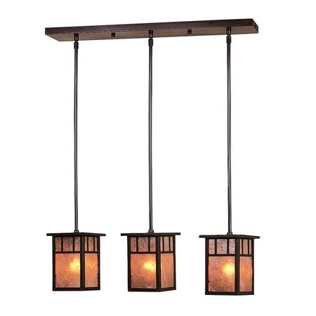 Arroyo Craftsman 4" Huntington 3 Light In-Line, Without Overlay (Empty), Slate, Tan Glass HICH-4L/3ETN-S